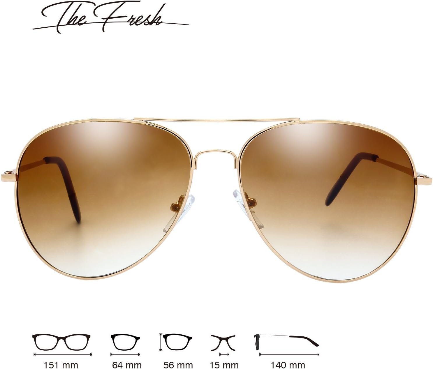 The Fresh Classic Aviator Frame Light Color Lens XL Oversized Sunglasses Gift Box - Image 4