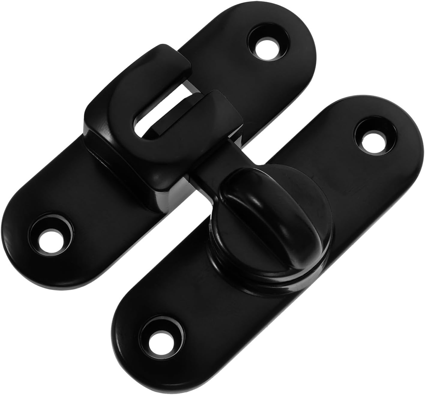 FRCOLOR Stainless Steel Door Lock Bolt 90 Degree Latch Lock for Indoor and Outdoor Use Rust-Proof Easy Installation Black Double Gate Latch