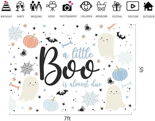 Miniatura 6 de Lofaris A Little Boo is Almost Due - Telón de fondo Haolloween Boy Girl Baby Shower On The Way Decoraciones Pancarta de fotografía Fondo Fantasma