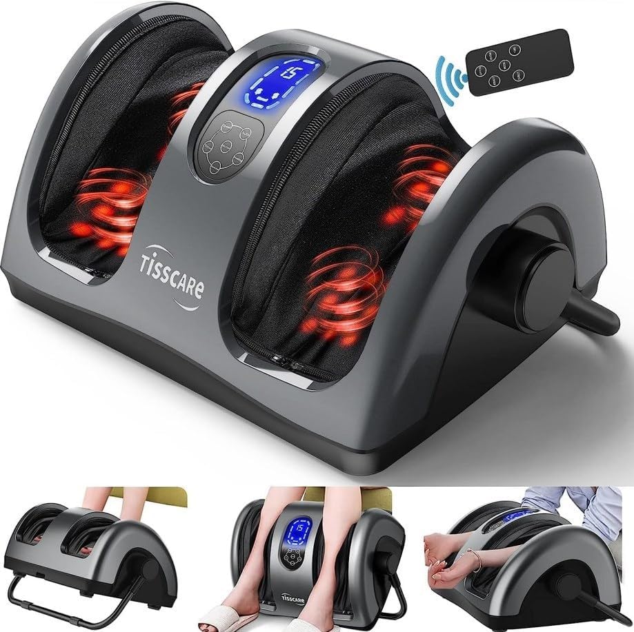TISSCARE Shiatsu Foot Massager with Heat: Foot Massager Machine for Neuropathy, Plantar Fasciitis and Pain Relief-Massage Leg, Calf, Ankle with Deep Kneading Heat Therapy, Gift for Woman and Man