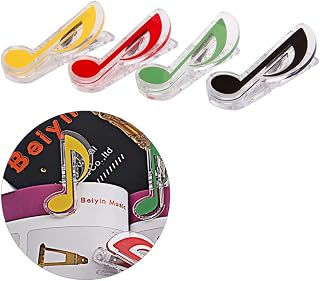 Hemoton 4pc Music Symbol Clip Plastic Decorative Stationery Folder Clips | Red Green Black Yellow Set, Holds Photos Cards Notes and Letters Tightly, Break Resistant Plastic
