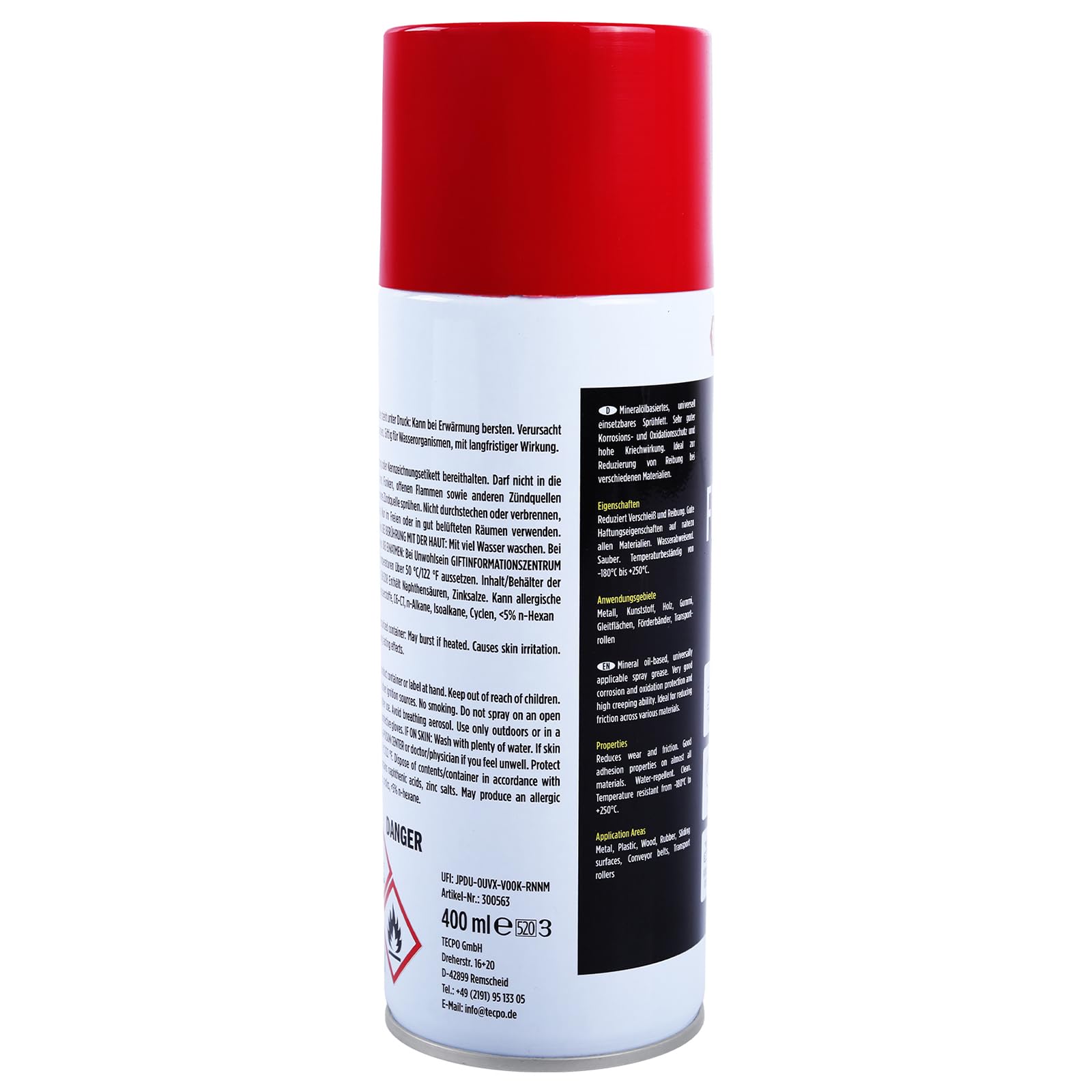 TECPO Grasa en aerosol blanco 30 x 400 ml Grasa lubricante White Grease blanco spray de grasa con alto efecto de arrastre alta carga de presión para componentes móviles, protección contra la corrosión