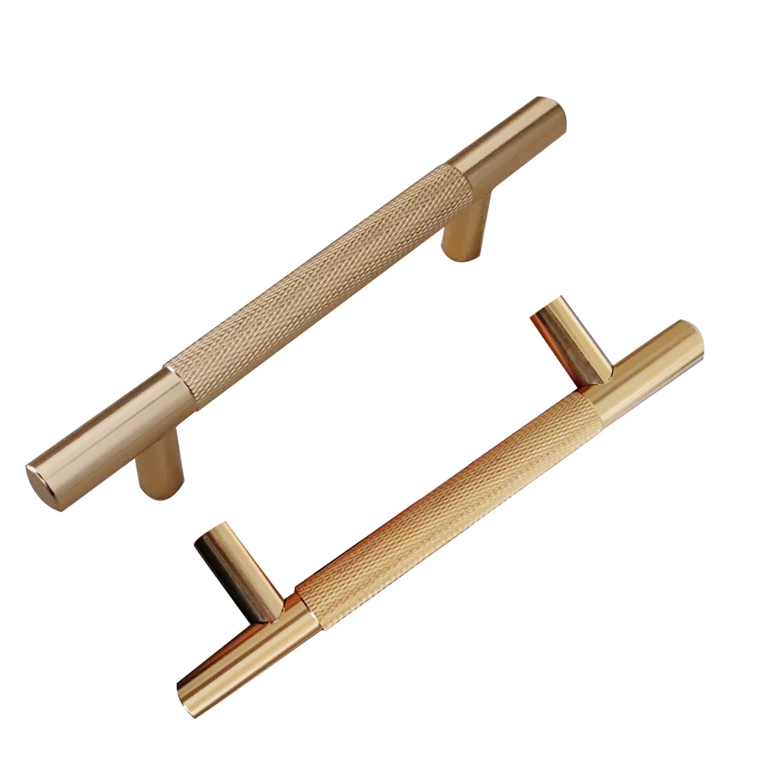 SUNUNICO2 Pack 3.77 Inch(96mm) Champagne Bronze Cabinet Pulls Knurled Cabinet Handles, Cabinet Pulls Kitchen Gold Cabinet Hardware for Cupboard Drawer Handles Dresser Pulls