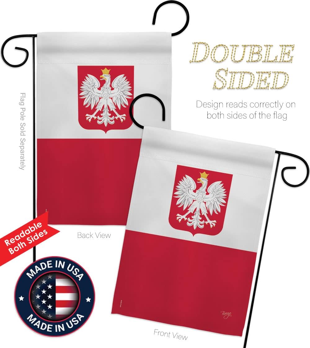 Breeze Decor Poland Garden Flag - Regional Nationality Nation International World Country Particular Area - House Decoration Banner Small Yard Gift Double-Sided Made in USA 13 X 18.5