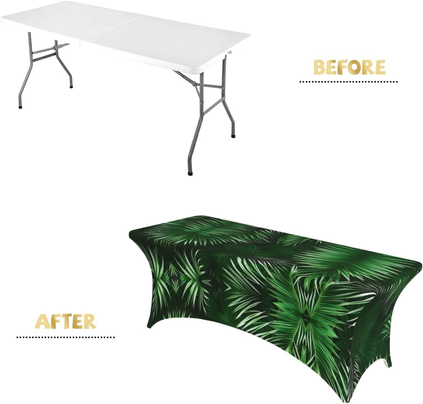 Green Leaves of Palm Tree Tropical Plants Print Table Cover Rectangular Tablecloth for 6-Foot Tables for Wedding Banquets Outdoor