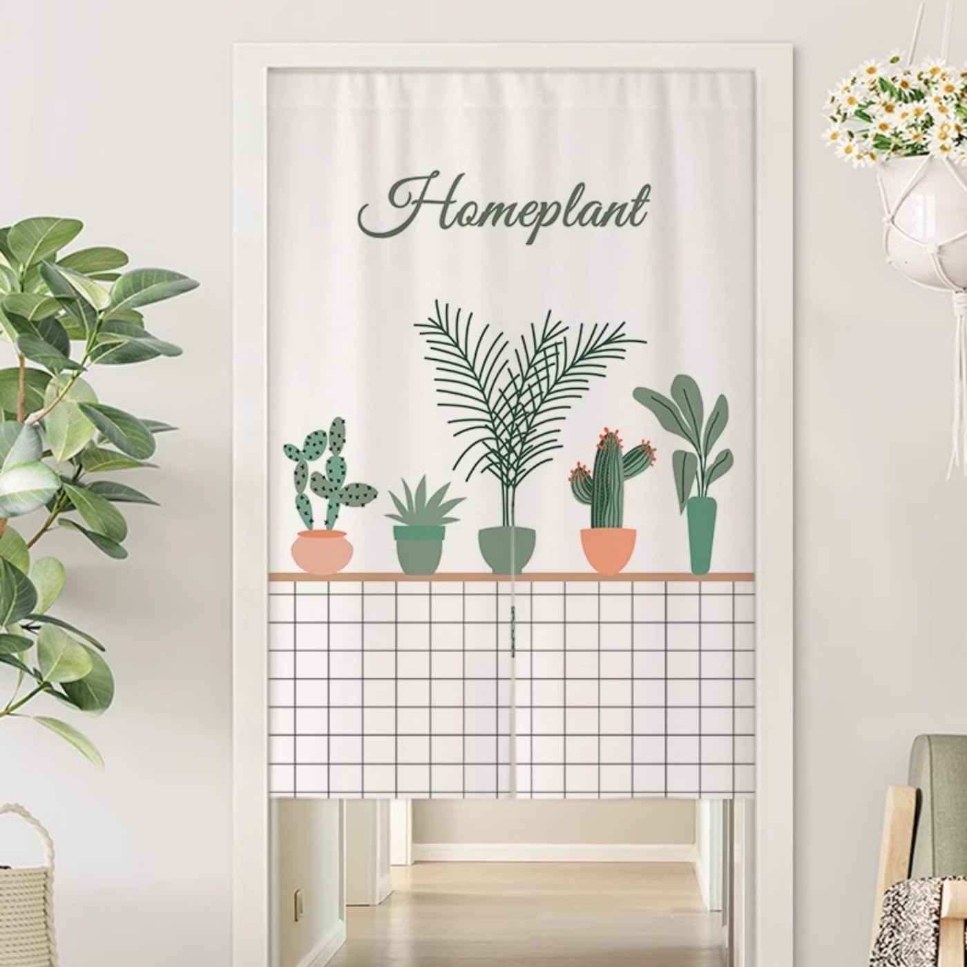 Guest Ruyunlai M15 Green Plants Japanese Noren Doorway Curtain, 80X120cm