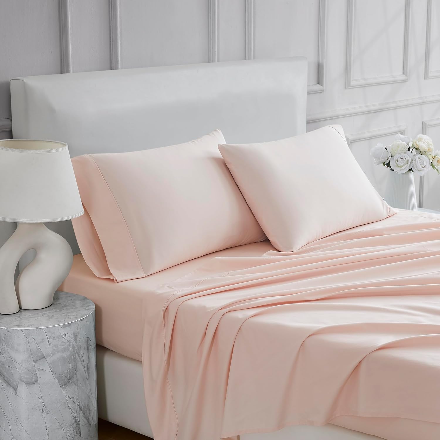 Linen Closet Ultimate Percale Blush Queen Set Sheet 4 Piece Set