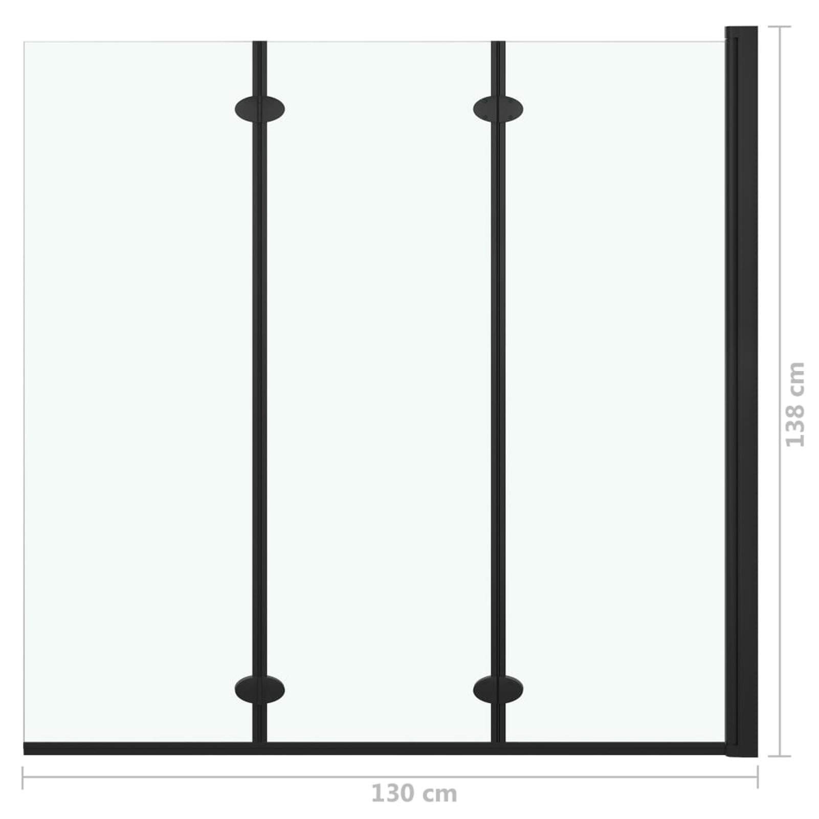 Mampara de Ducha Plegable 3 Paneles ESG 130x138 cm Negro, Mampara Bañera, Mampara Baño Ducha, Cabina De Ducha, Mampara Baño