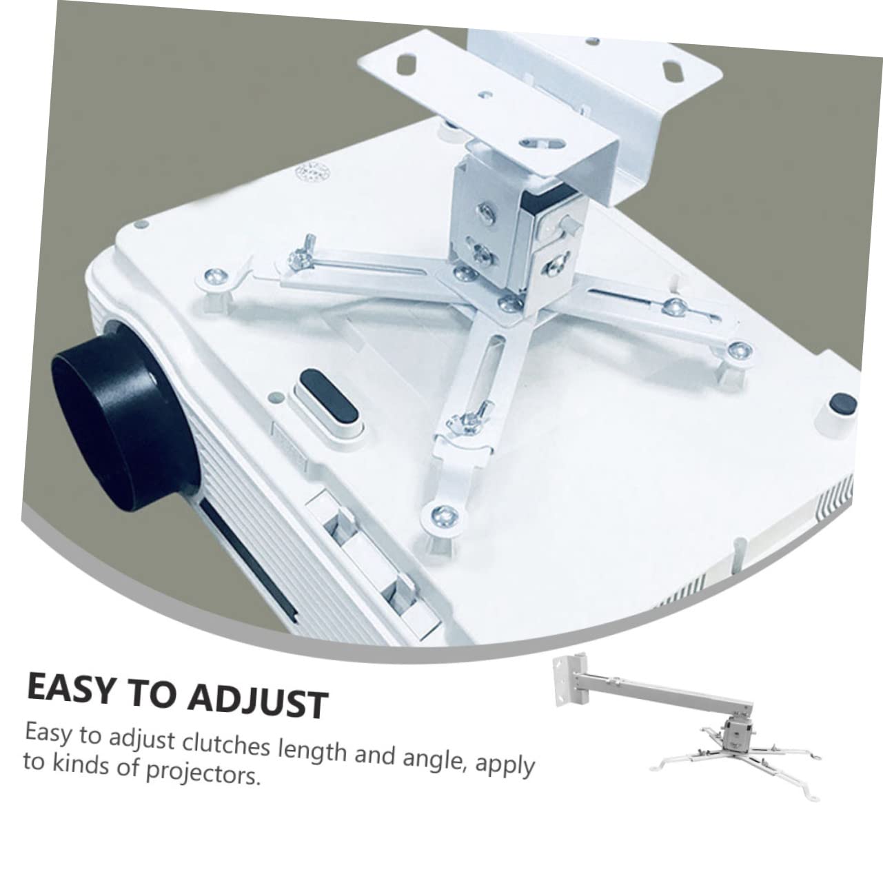DOITOOL Support de Plafond pour Vidéoprojecteur en Acier au Carbone, Longueur Réglable 40-65cm, Installation Facile pour Usage Domestique