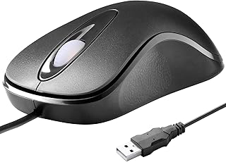 Classic Wired Office Mouse Ergonomic USB Optical 3-Button 1000 DPI Comfortable Durable for Windows Mac Laptop Desktop Black (1)
