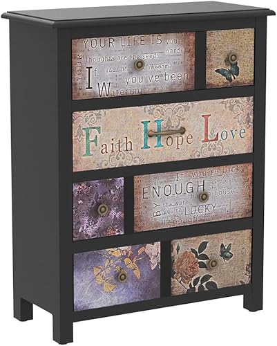 Miniatura 4 de PHI VILLA Armario decorativo con 4 cajones armario rústico de granja gabinete esquinero Credenza para entrada pasillo sala de estar dormitorio