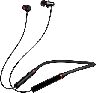 سماعات بلوتوث رياضية HE05X، تصميم مغناطيسي، صوت ستيريو، بطارية تدوم حتى 12 ساعة، إصدار بلوتوث 5.0، لون أسود