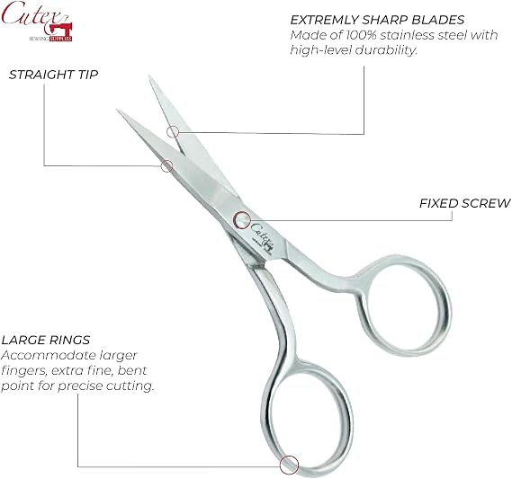 مقص خياطة وتطريز مستقيم 3-3 / 4 Cutex / Trimmers