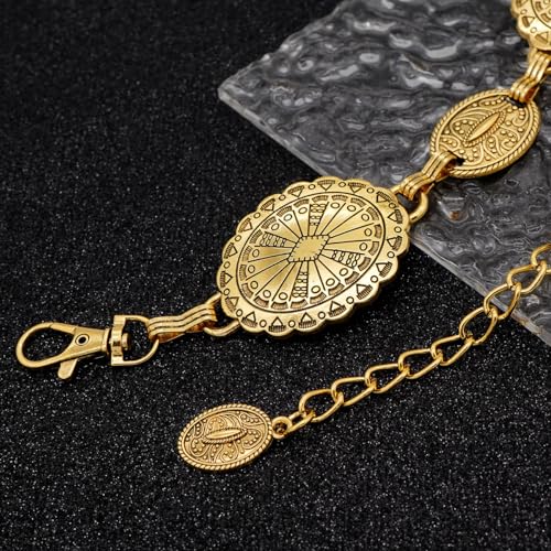 Image of Women's Concho Chain Belt Western Cowgirl Metal Waist Chain Belt for Dress