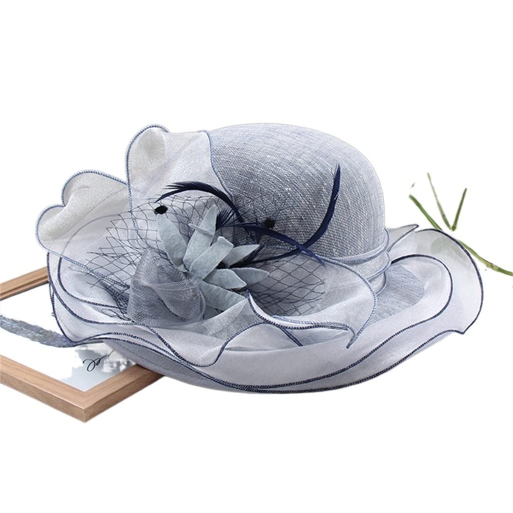 Cappello a Cilindro a Tesa Larga con Tesa Larga Cappello da Pescatore a Fiore Elegante da Donna Cappello da Sole per gita Estiva
