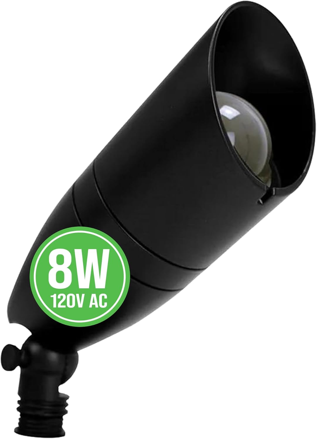 Outdoor Landscape Spotlights – 3000K/4000K/5000K Color Changing Options in Aluminum Housing – 120V Integrated LED Outdoor Spot Light with Shroud for Yard, Lawn, Garden Walkway and Pathway (8W, Black)