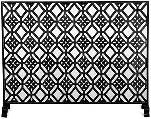 Funkenschutz, einteiliges Kamingitter, Kamintor, Türen, flaches Schutzgitter, Heimdekoration, Gasherd-Zubehör (schwarz)