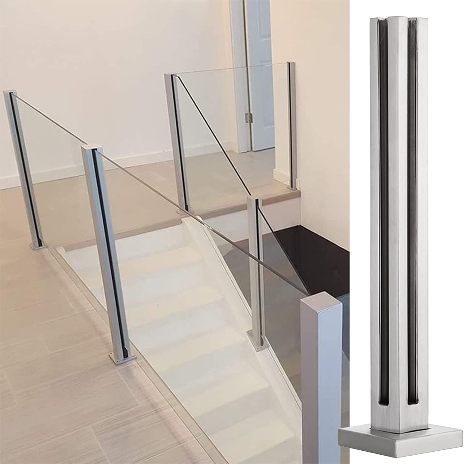 Poteau pour panneaux de verre de balcon et clôtures de jardin en acier inoxydable