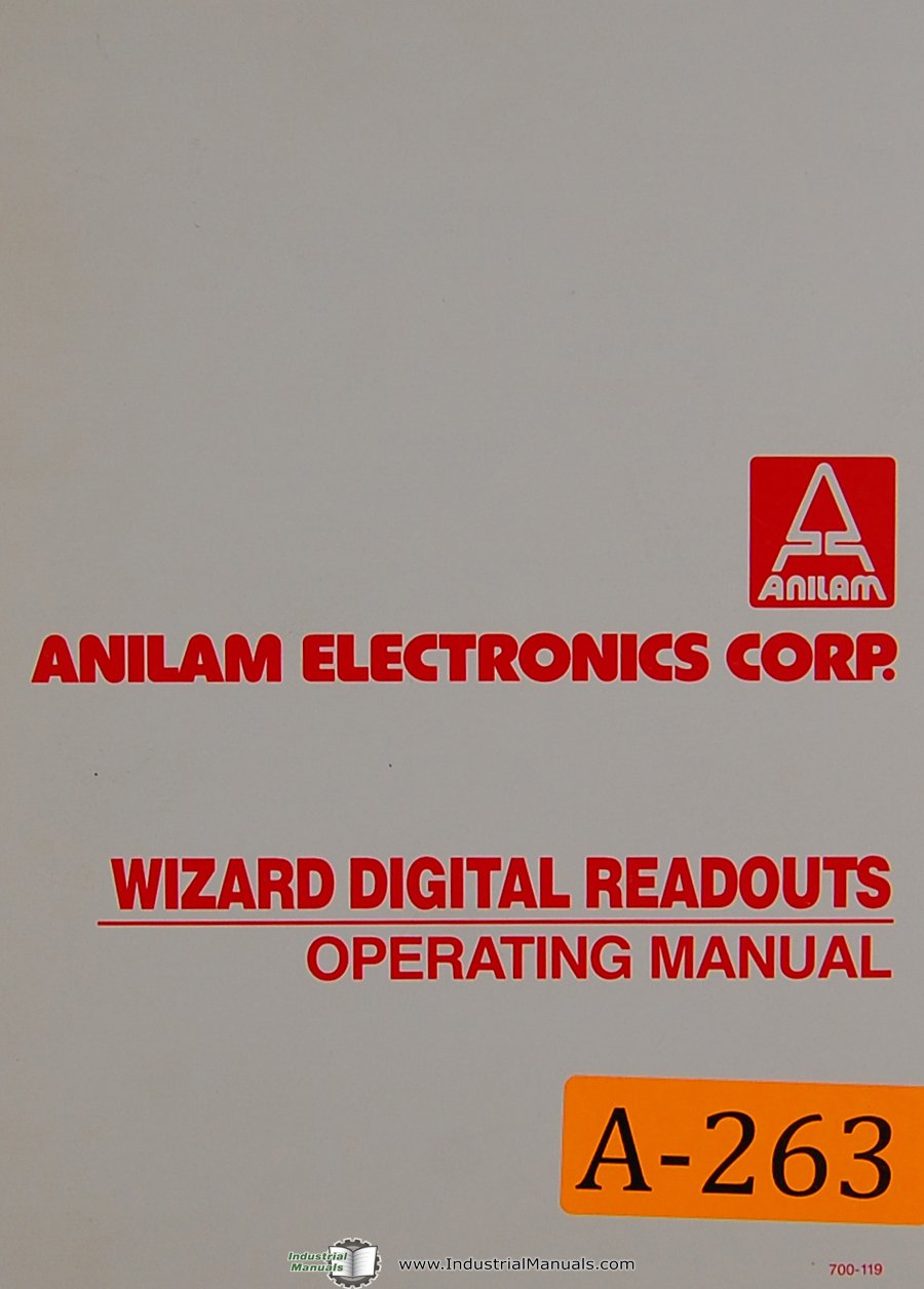 Anilam Wizard, lathe Series & Twin Count, Operations Manual Anilam