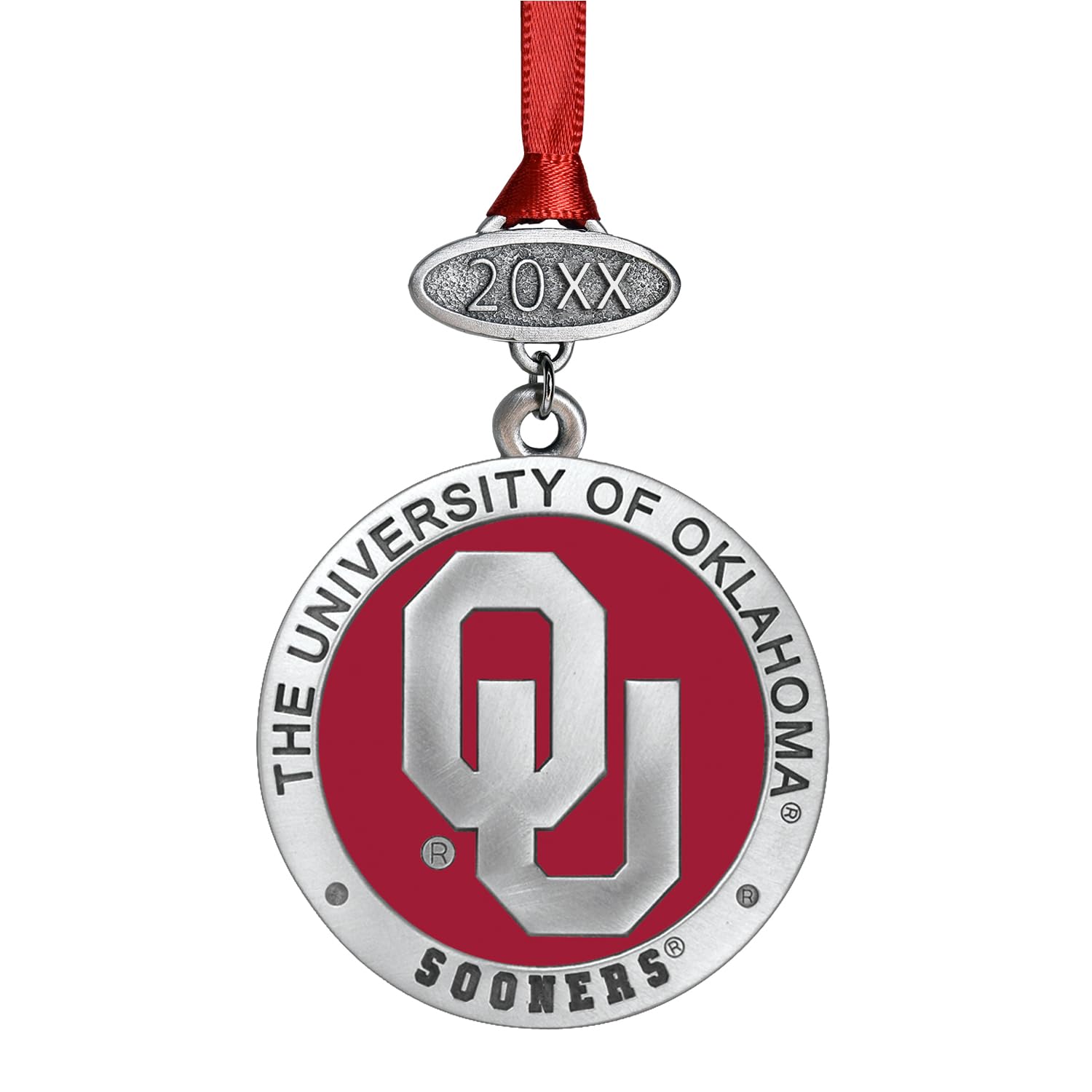 Heritage Pewter University of Oklahoma Sooners Class of 2025 Ornament | Graduation Gift | Hand-Sculpted Christmas Tree Ornament | Intricately Crafted Metal Pewter Alma Mater Inlay