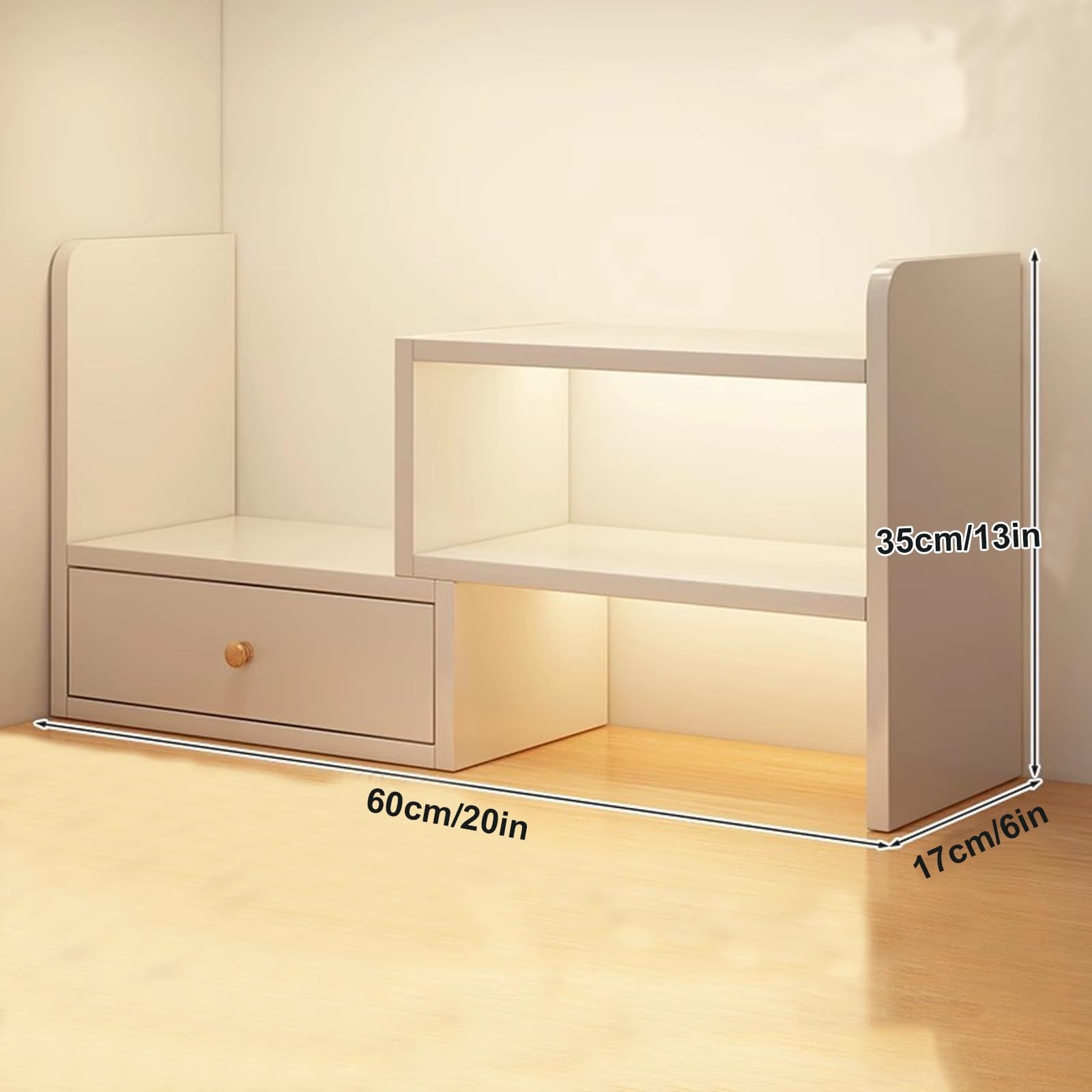 Weißer Schreibtisch, verstellbar, Schreibtischregal, Büroaufbewahrungslösung, platzsparende Etagère für Zuhause oder Büro, stilvolles und funktionales Schreibtischzubehör