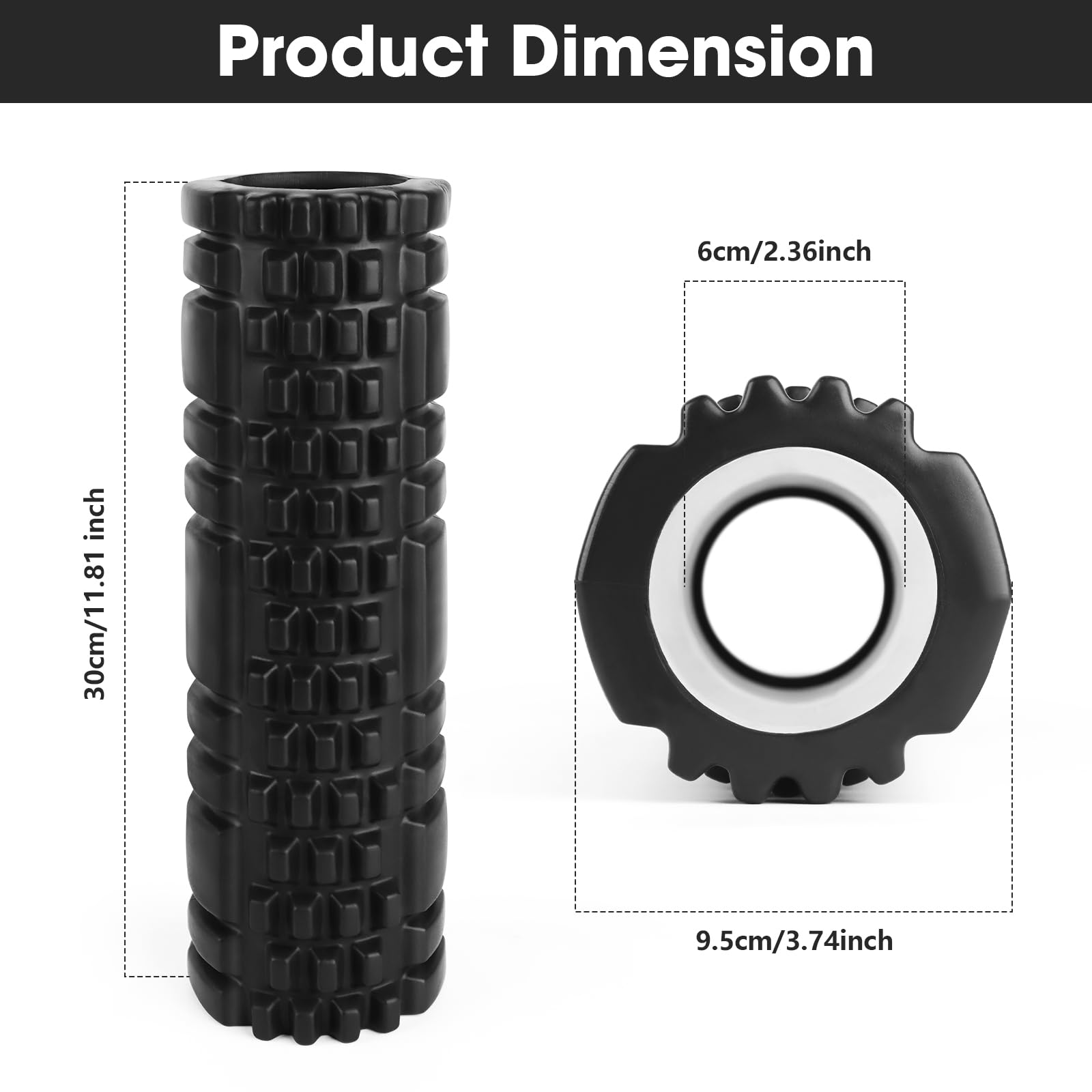 Foam Roller, Roller Pilates per Tensione Muscolare Rullo Massaggio Muscolare, 30×8cm Rivitalizza il Tuo Corpo Sulla Colonna Vertebrale e Sulle Gambe