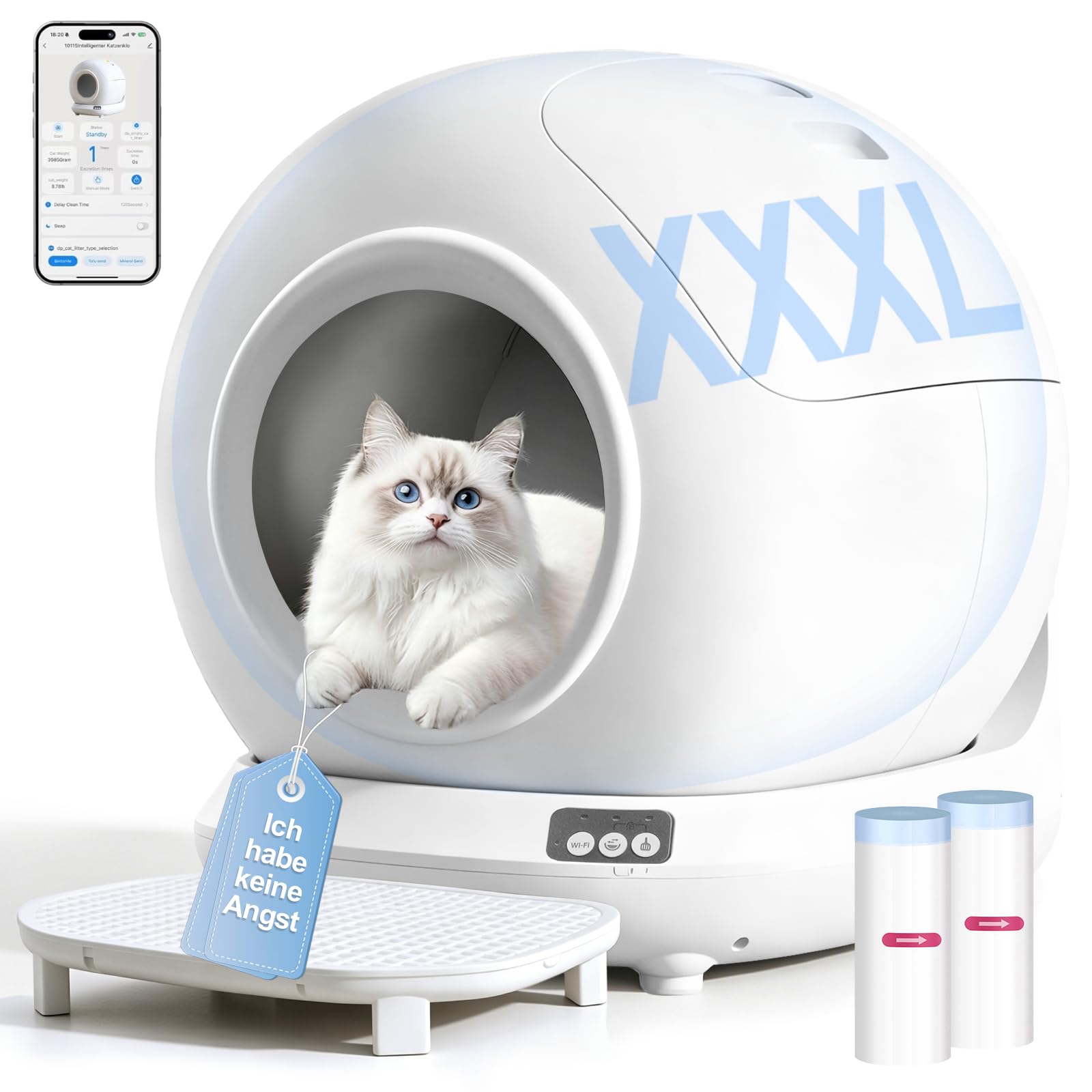 Arenero Gatos Autolimpiable, Capacidad Grande 78L Arenero Gato con Pedal, XXXL Arenero Automatico para Varios Gatos, Control App/Anti-Fugas/Sensor Seguridad/Eliminación Olores/Limpieza Rápida | Bandeja de arena eléctrica grande de 78 L, control de olores,