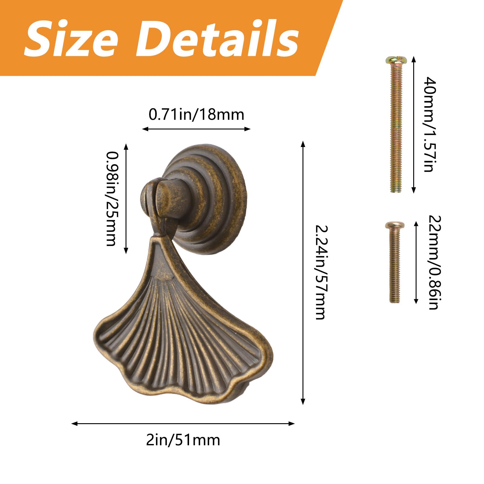 MOROBOR Ginkgo Leaf Shape Knob Handles, 4 PCS Drop Pendant Pull Handle - Image 2