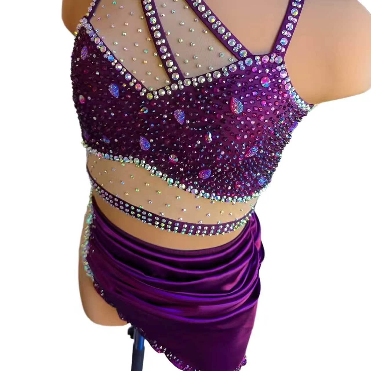 Costume danza lyrical con strass for ragazza e donna
