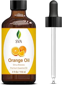 SVA Orange Essential Oil – 4 Fl Oz – 100% Natural Orange Oil - for Diffuser, Hair Care, Face, Skin Care, Aromatherapy, Scalp and Body Massage, Soap and Candle Making - with Dropper