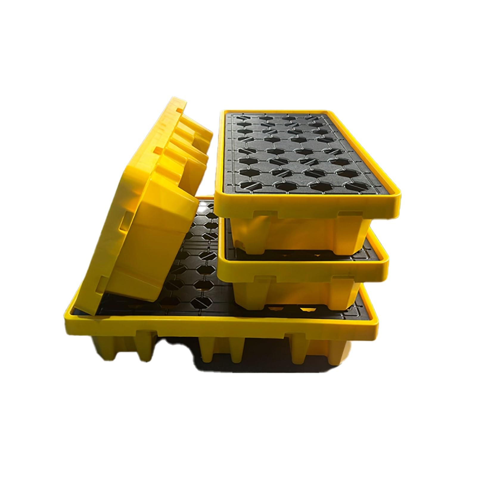 JKJZSALJ High Visibility Spill Containment Platform With Anti-Slip Grating - Forklift-Ready Spill Pallet Tray For Warehouse Safety - Durable Secondary Containment S,Yellow,72x72x16cm