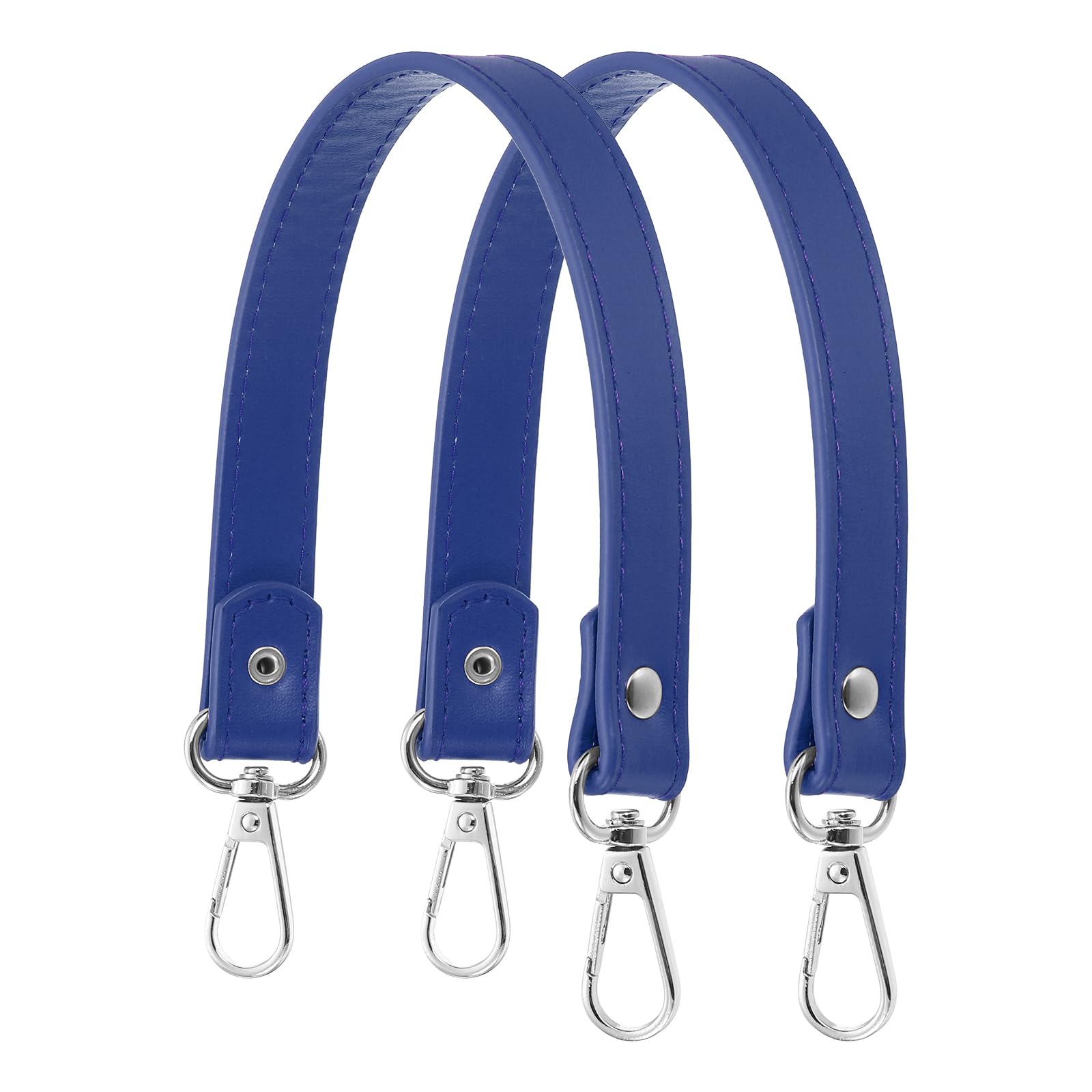 YELARXI Leather Purse Strap Replacement PU Short Bag Handles with Gold Lobster Buckles, 14 Inch Length Fit for Handbags Shoulder Bag Accessories - Rectangle (2 Pack, Blue)