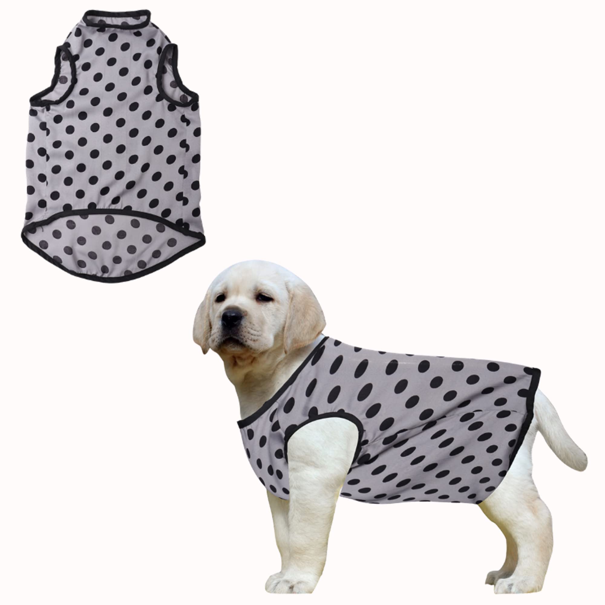 Western Era Funky Soft Cotton Dog T-Shirt, Comfortable Dog Clothing, Sleeveless Vest Puppy Outfit, Apparel (XSmall - 12 inch, Polka Grey) (B0BD5DT5PK) Amazon Price History, Amazon Price Tracker
