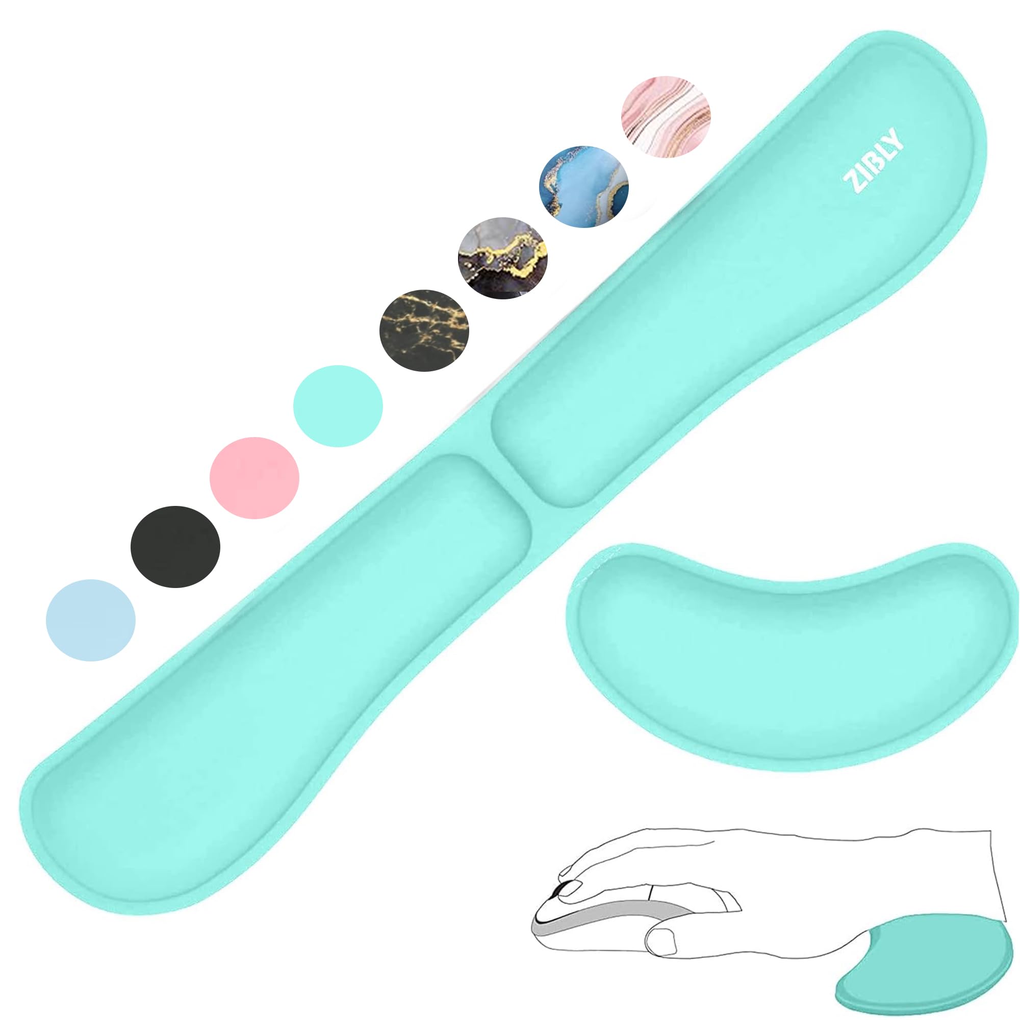 ZIBLY Wrist Rest Keyboard and Mouse Set - Anti-Skid Non Slip Ergonomic Wrist Cushion Support Pad - Easy Typing,Pain Relief - Premium Memory Foam for