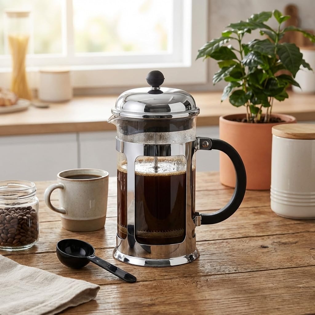 Suinga Cafetera Vidrio Francesa | Cafetera 6 Tazas 800 ml | Permite preparar Te Café Leche Chocolate Leche Infusiones