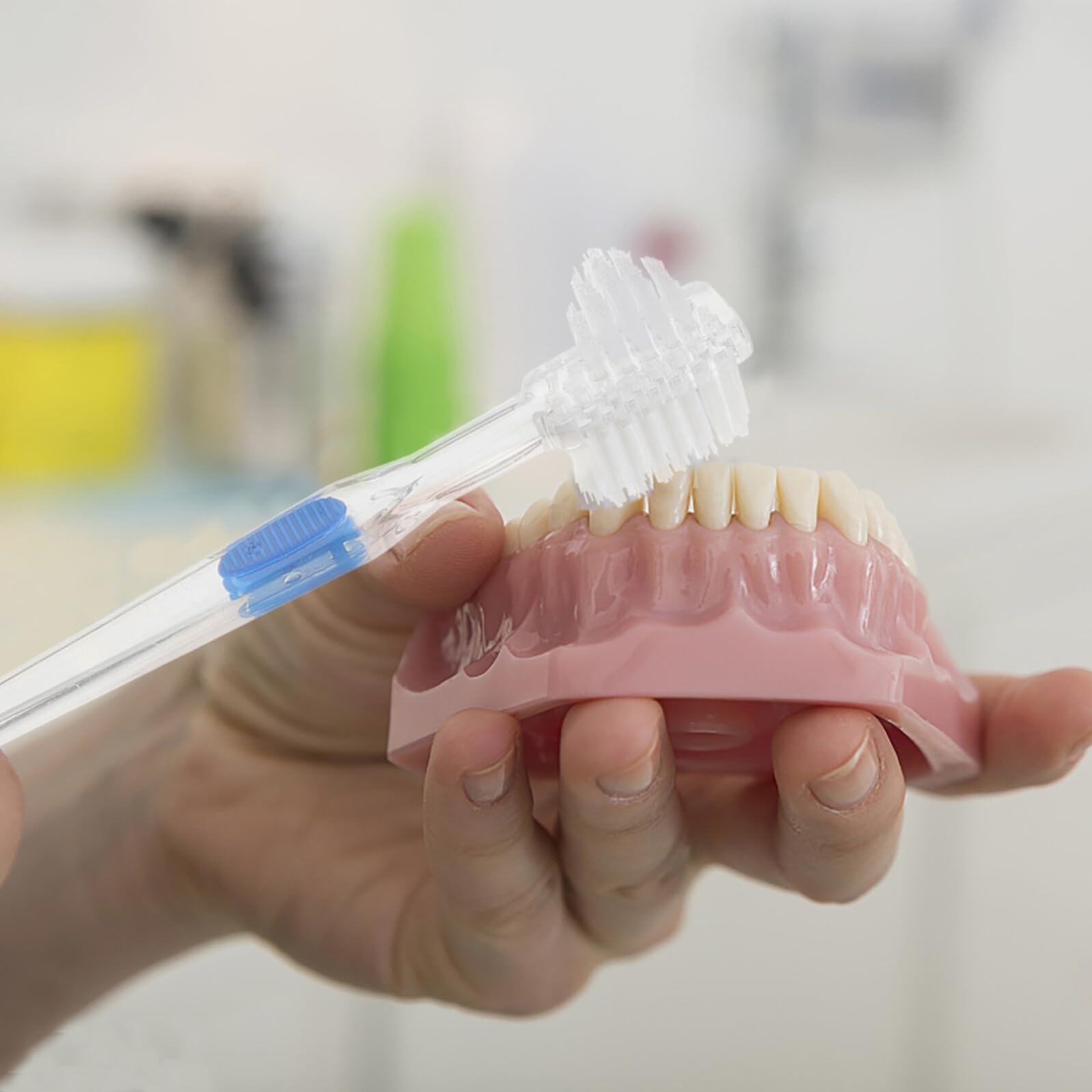 Cepillo de Dientes para Dentaduras Postizas Pequeño de Doble Cabezal, 8 Unidades, Cerdas Delicadas para Limpieza Profunda y Cuidado Bucal Diario de Personas Mayores