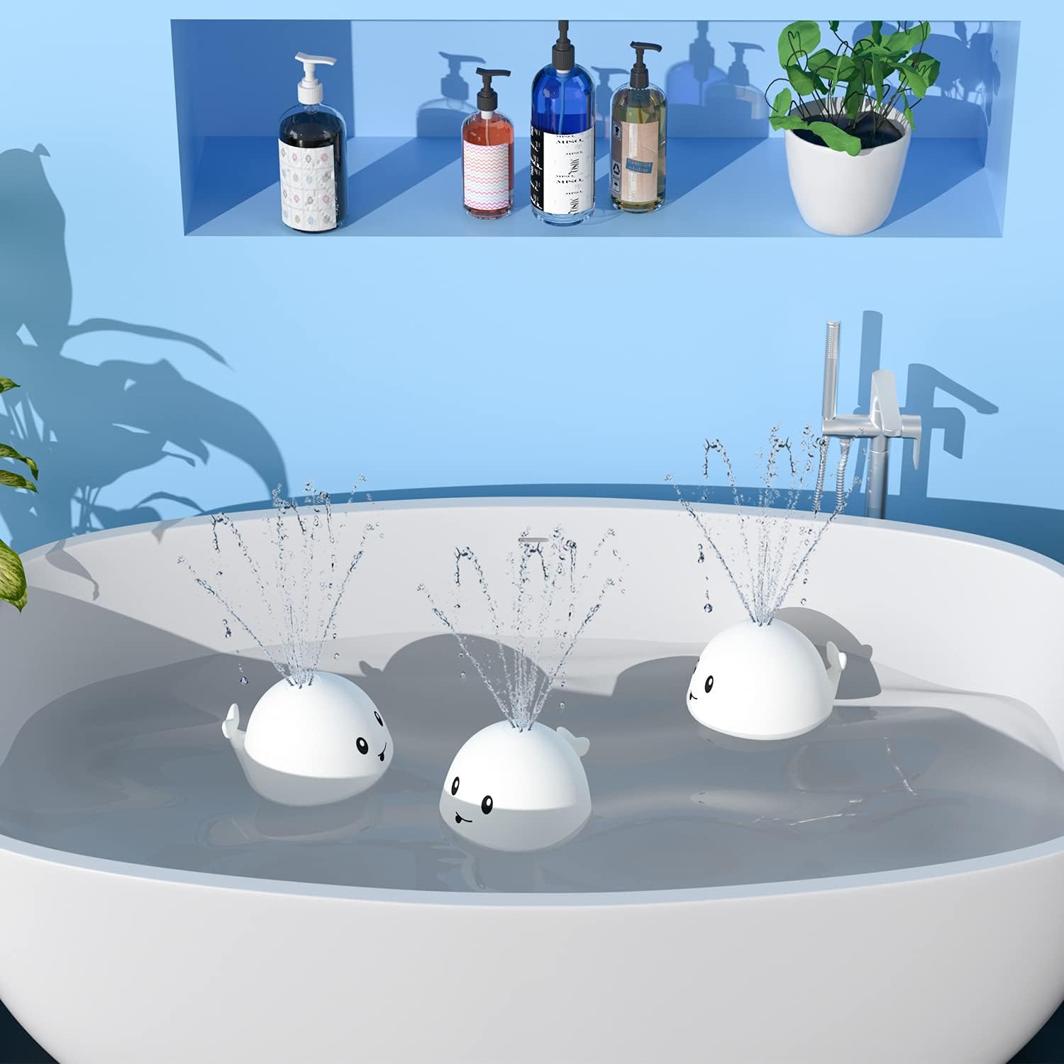 Josid Baby Bath Toys for Toddlers 1-3,Light Up Bathtub Toys Whale Spray Water Bath Toy,Pool Bathroom Baby Toy,Birthday Gifts Baby Bath Toys for Toddlers Infant Kids Boys Girls (White) : Toys & Games