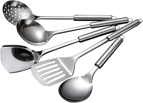Besga 5 Piece Kitchen Cookware Set Gadget Tools Kitchen Accessories Dinnerware Non-Stick Kitchen Utensils Cooker, Red Gift Box