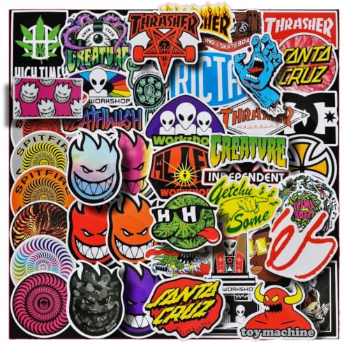 Skateboard Stickers 100 Pack Skateboard Decals with Unique Designs for Electronics Laptops Thermos Cellphones Guitars Skateboards etc. Decorative Stickers