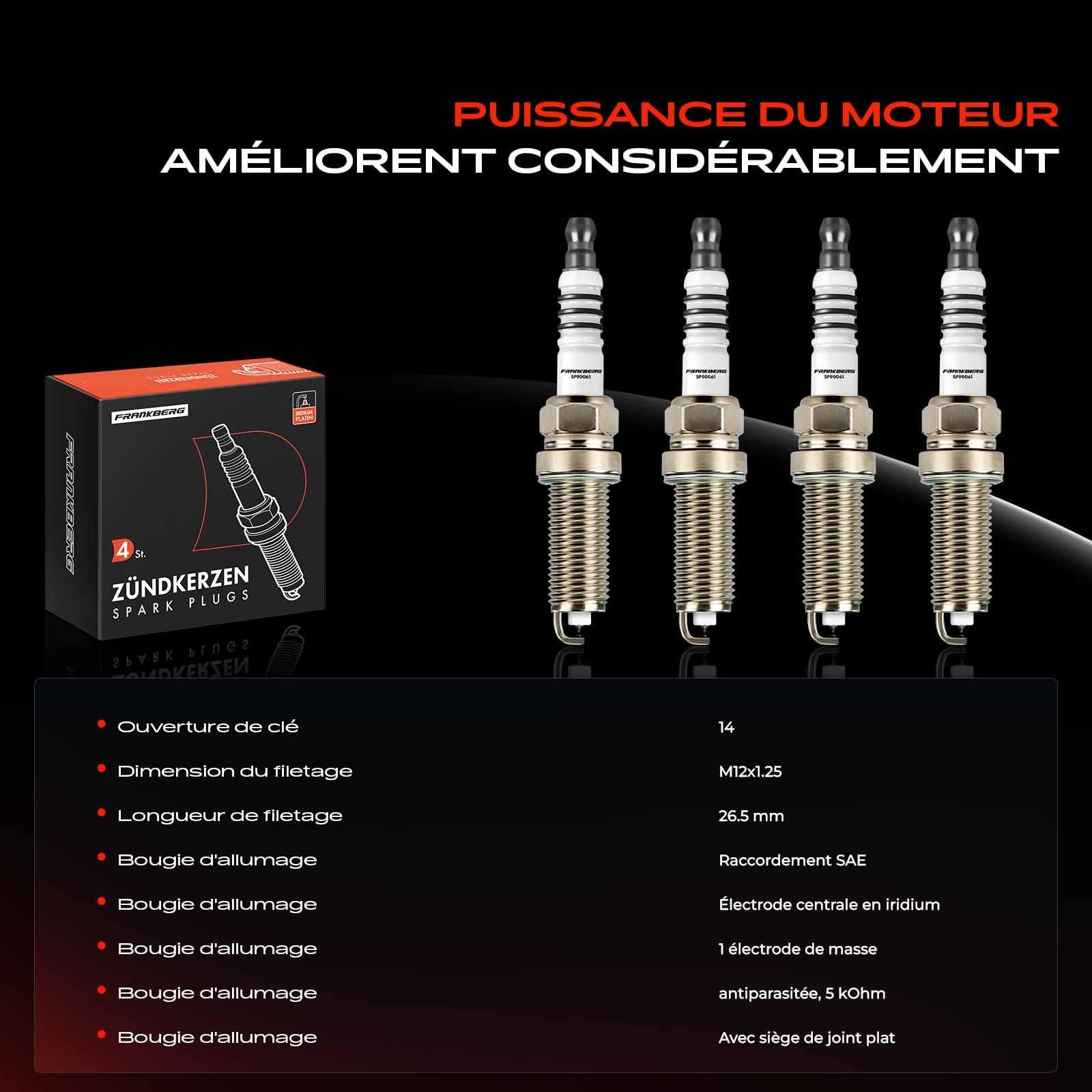 Frankberg 4x Bougies d'allumage ILKAR7F7G