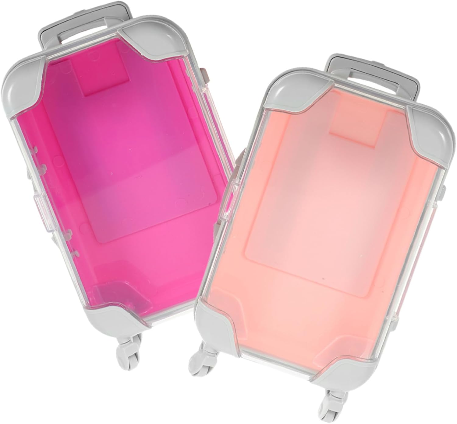 2pcs Hard Shell Makeup Travel Case Pink Makeup Organizer False Eyelashes Storage Suitcase