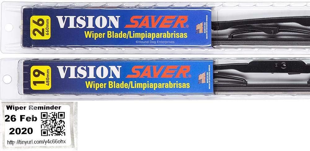 Vision Saver - Windshield Wiper Blade Set/Kit/Bundle for 2010-2015 Toyota Prius - Driver & Passenger Blades & Reminder Sticker