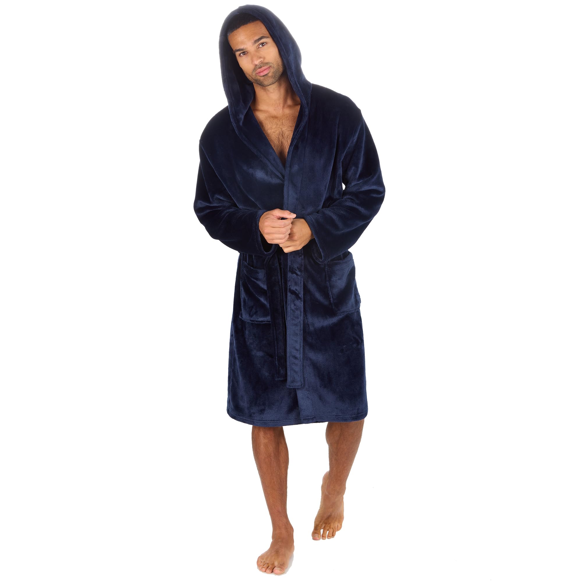 Undercover Men's Polished Navy Hooded Dressing Gown 31B2127 Navy 2XL