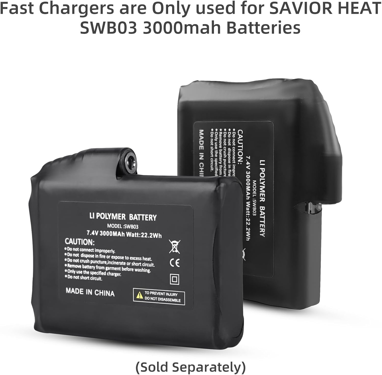 SAVIOR HEAT Glove Charger, 8.4V 3A Fast Wall Adaptor Charger for 3000mAh Upgraded Battery Heated Gloves, 1.5-2 Hours Fully Charged