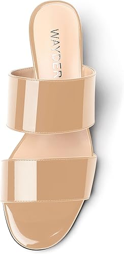 Miniatura 3 de WAYDERNS Sandalias de dos piezas con puntera abierta para mujer, puntera redonda, color sólido, casual, bloque de datación, tacón bajo grueso,