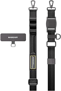 [MagEasy] スマホ ショルダー 斜めがけ 首掛け 肩掛け クイックリリース 可能 太い スマホストラップ (ストラップ ホルダー 付) スマホショルダー 携帯ストラップ [ スマートフォン 各種 対応 ] Utility Strap (25mm)