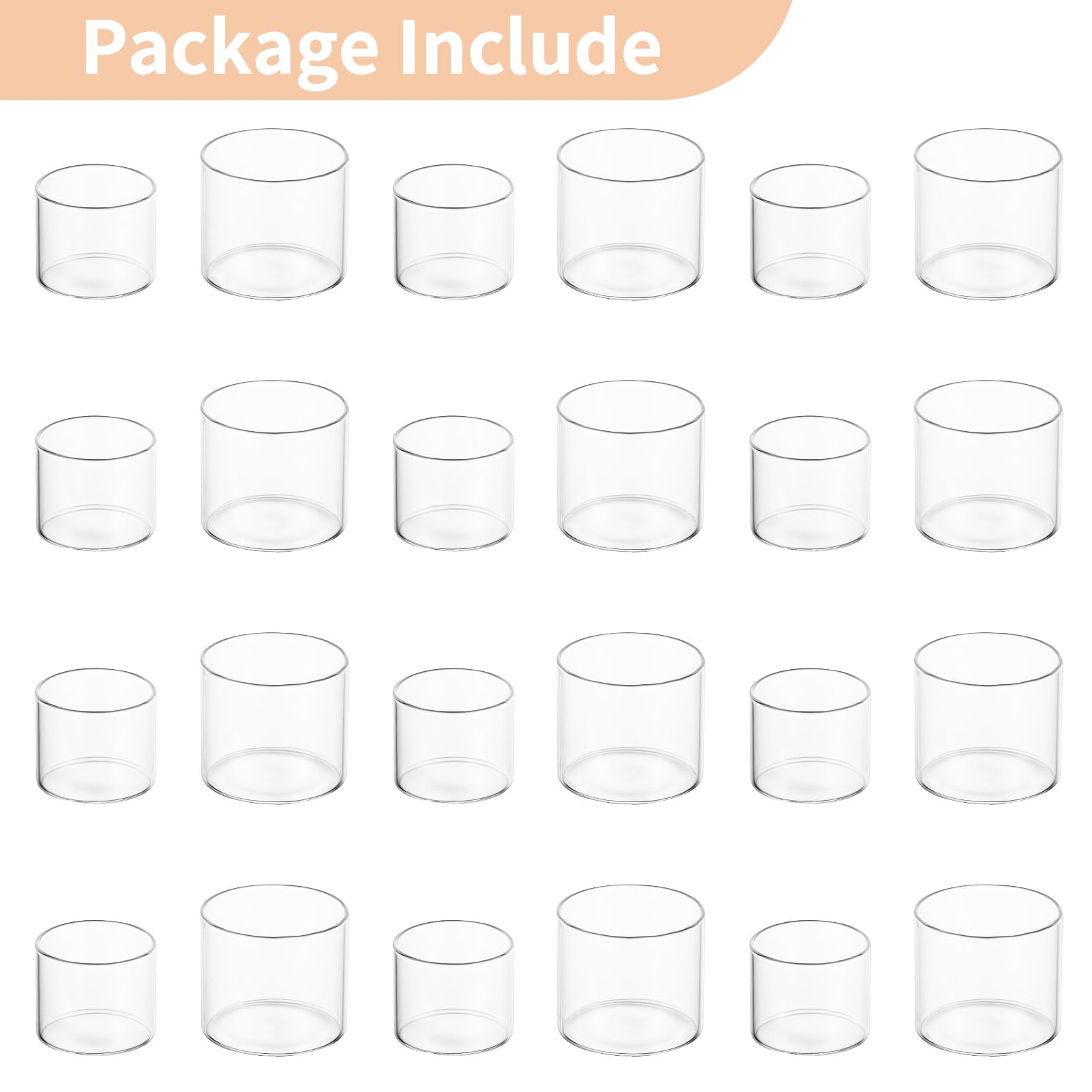 NUPTIO Portacandele Vetro: 24 Pack Mini Portacandele Titolari per Le Candele Galleggianti Cristallo Luci Del Tè Matrimonio All'aperto Galleggianti Cerimonia Festa Doccia Nuziale 4cm E 5cm H