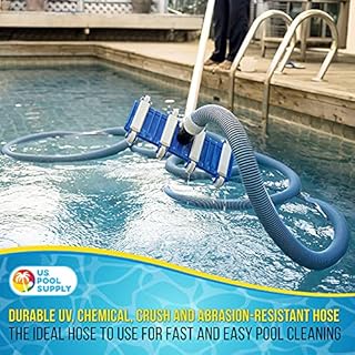 U.S. Pool Supply Pool Vacuum Hose - 1-1/2" x 50' Professional Heavy Duty Pool Hose for Inground, Spiral Wound with Kink-Free Swivel Cuff - Connect to Vacuum Heads, Skimmer, Cleaner, Filter Pump Inlet