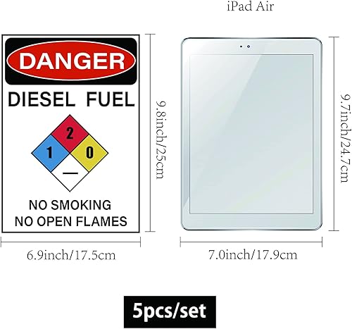 Miniatura 2 de CRASPIRE Danger - Calcomanías de combustible diésel, paquete de 5 calcomanías de peligro de combustible diésel, no fumar y no llamas abiertas, 7 x