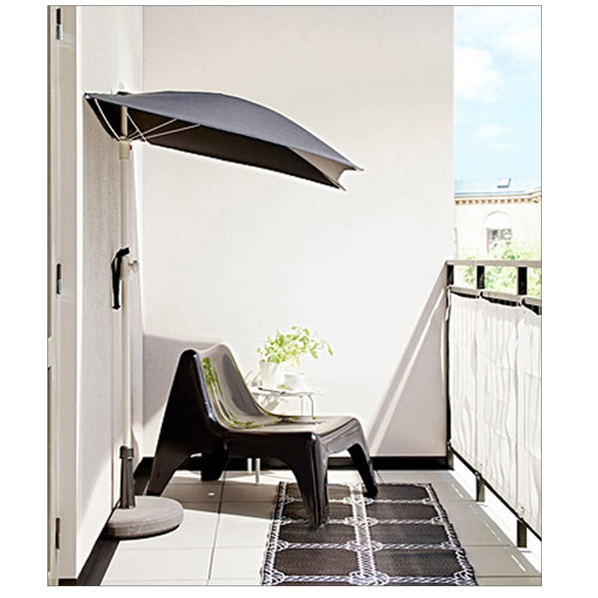Demi-Pied de Parasol, Base de Parasol pour Balcon en Ciment Coloris Gris - Longueur 46 x Profondeur 28 x Hauteur 7 cm
